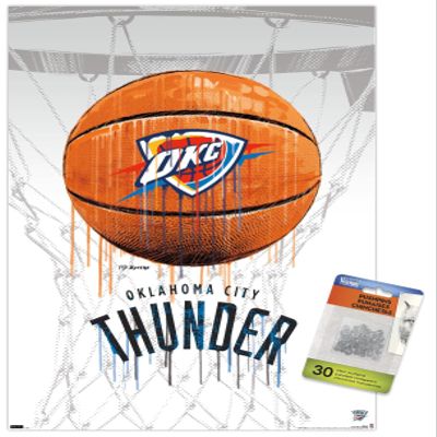 Trends International NBA Oklahoma City Thunder - Drip Basketball 21 Wall Poster with Push Pins