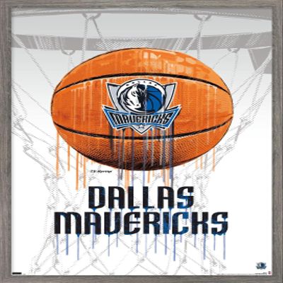 Trends International NBA Dallas Mavericks - Drip Basketball 21 Wall Poster, 14.725" x 22.375", Barnwood Framed Version