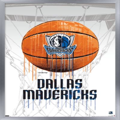 Trends International NBA Dallas Mavericks - Drip Basketball 21 Wall Poster, 14.725" x 22.375", Silver Framed Version
