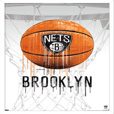 Trends International NBA Brooklyn Nets - Drip Basketball 21 Wall Poster, 22.375" x 34", White Framed Version