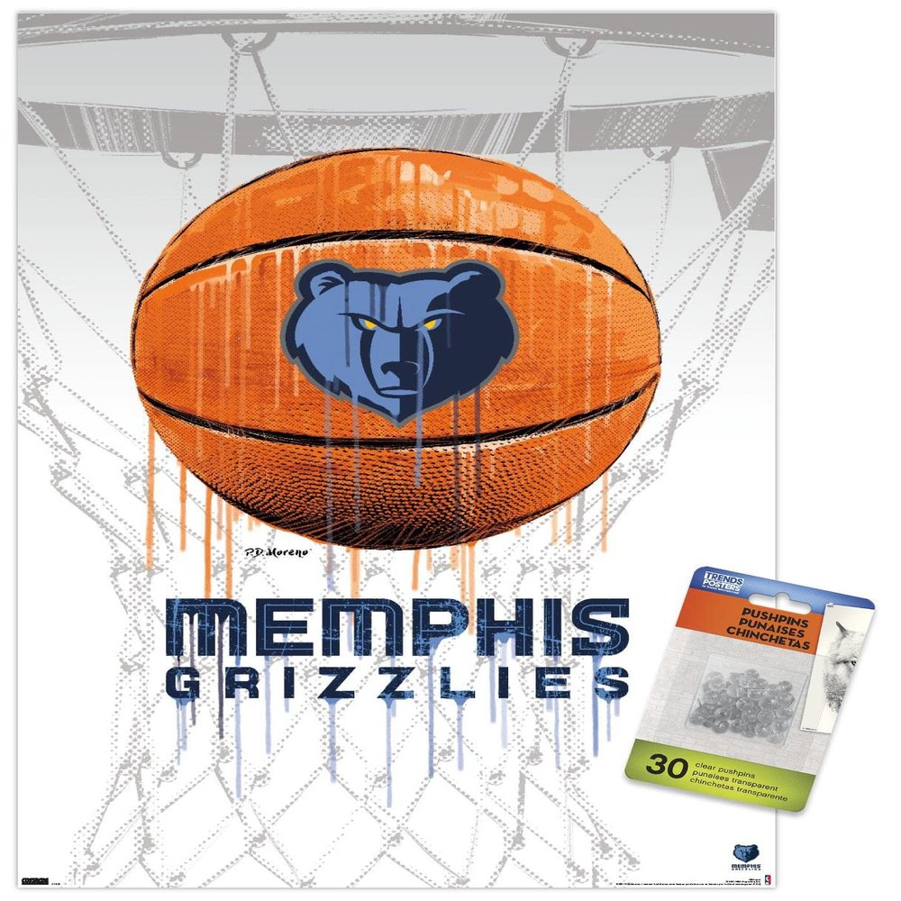 Trends International NBA Memphis Grizzlies - Drip Basketball 21 Wall Poster with Push Pins