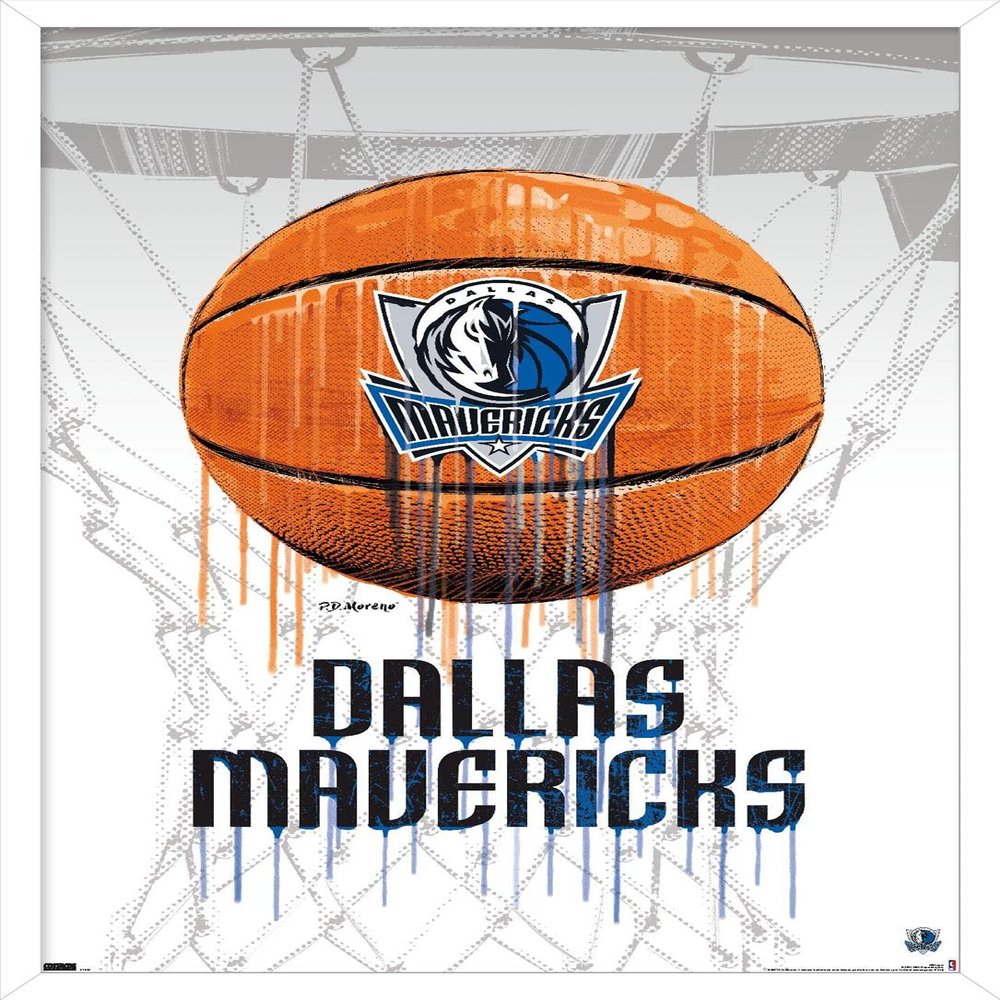 Trends International NBA Dallas Mavericks - Drip Basketball 21 Wall Poster, 14.725" x 22.375", White Framed Version