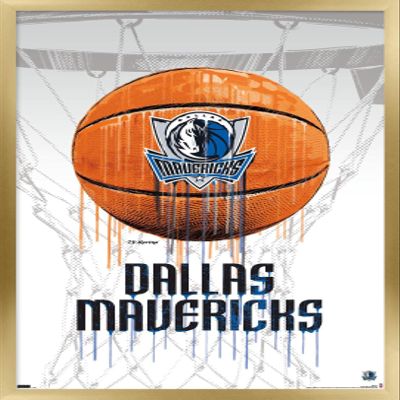Trends International NBA Dallas Mavericks - Drip Basketball 21 Wall Poster, 14.725" x 22.375", Gold Framed Version