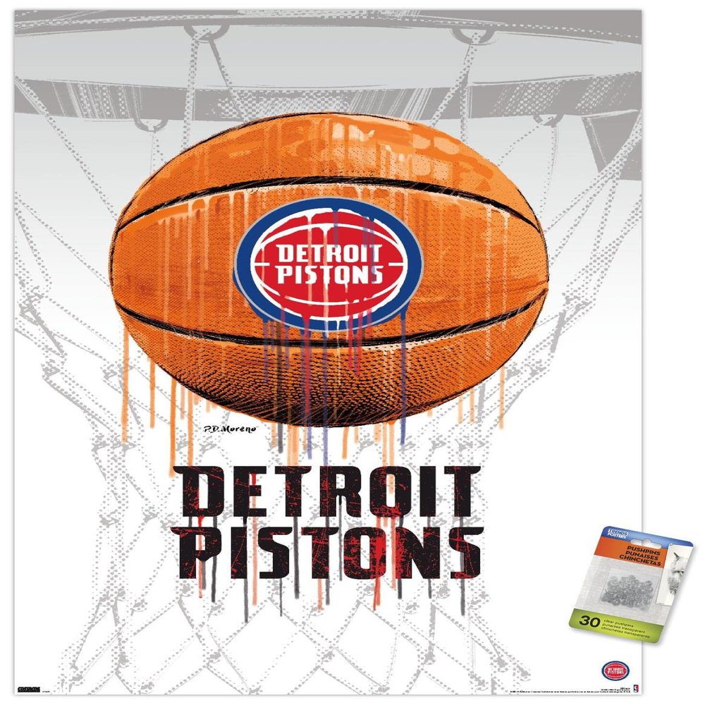 Trends International NBA Detroit Pistons - Drip Basketball 21 Wall Poster with Pushpins
