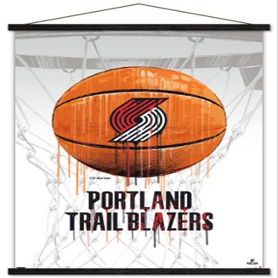 Trends International NBA Portland Trail Blazers - Drip Basketball 21 Wall Poster, 22.375" x 34", Print and Black Hanger Bundle
