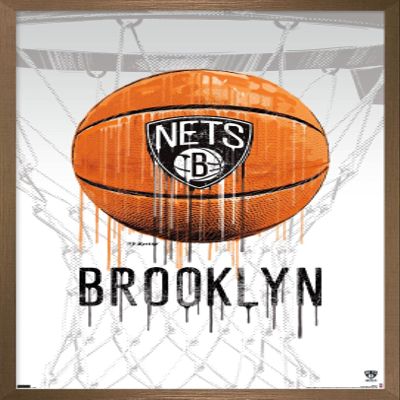 Trends International NBA Brooklyn Nets - Drip Basketball 21 Wall Poster, 22.375" x 34", Bronze Framed Version