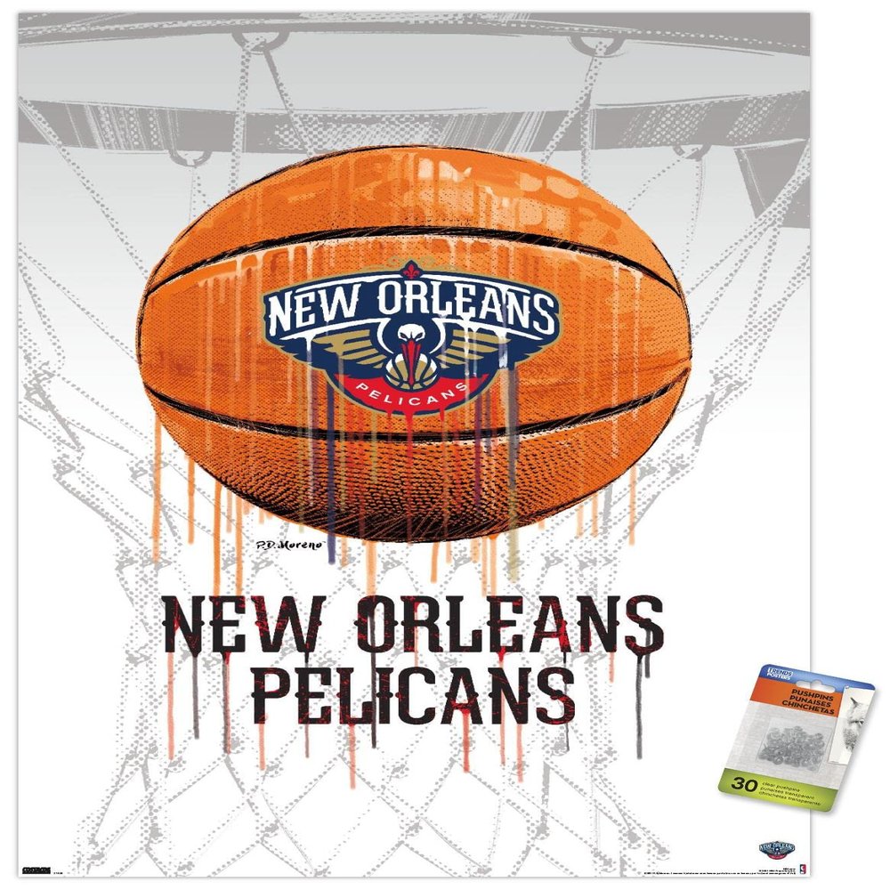 Trends International NBA New Orleans Pelicans - Drip Basketball 21 Wall Poster with Pushpins