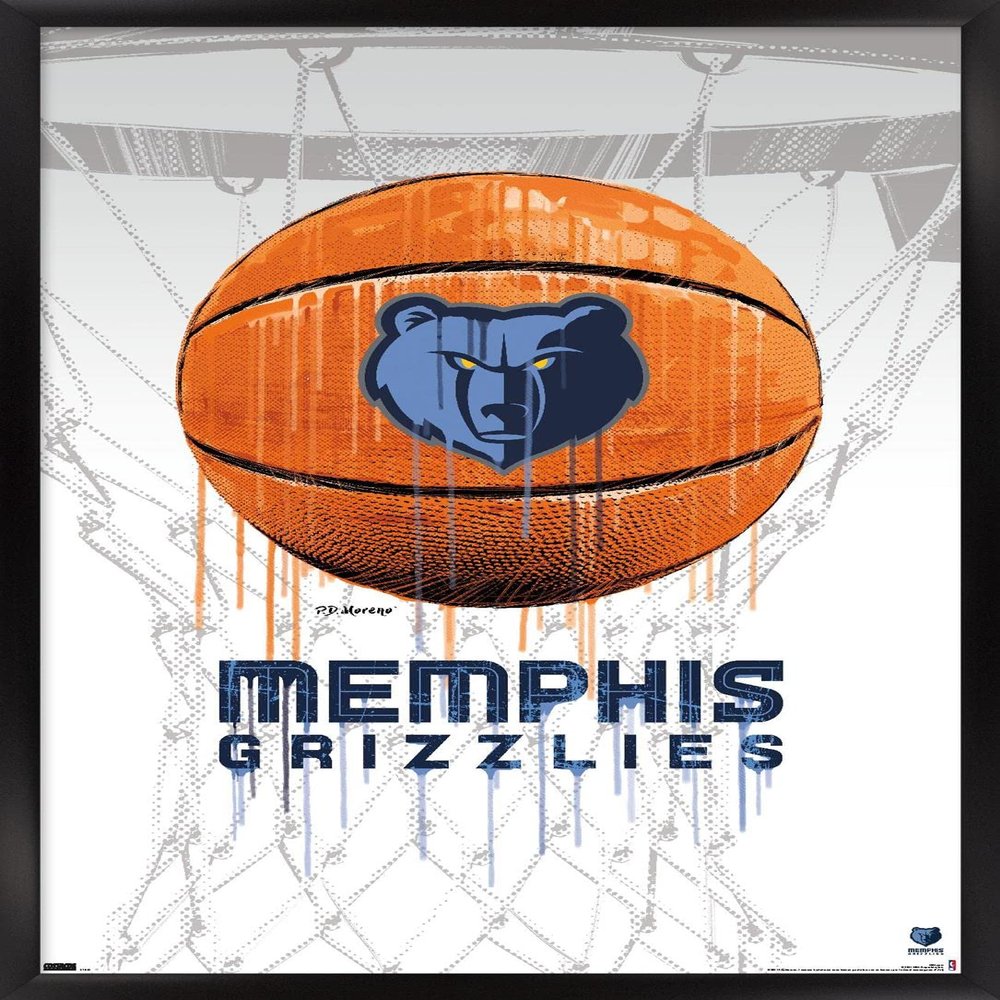 Trends International NBA Memphis Grizzlies - Drip Basketball 21 Wall Poster, 22.375" x 34", Black Framed Version