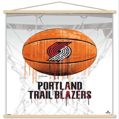 Trends International NBA Portland Trail Blazers - Drip Basketball 21 Wall Poster, 22.375" x 34", Premium Print and Beechwood Hanger Bundle
