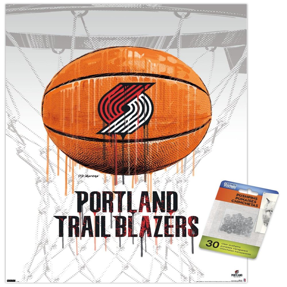 Trends International NBA Portland Trail Blazers - Drip Basketball 21 Wall Poster with Push Pins
