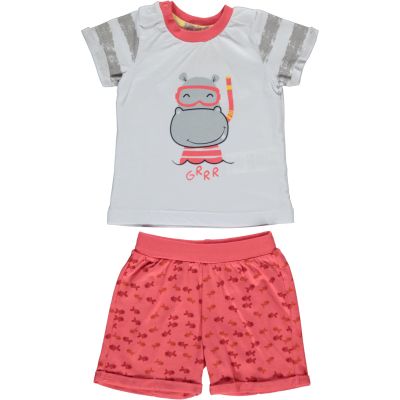 Baby Boy 2-Piece Clothing Set 100% Cotton Happy Hippo Tee and Shorts Set for Baby Boy and Toddler Outfits and Gifts (Red, 9-12 Months)