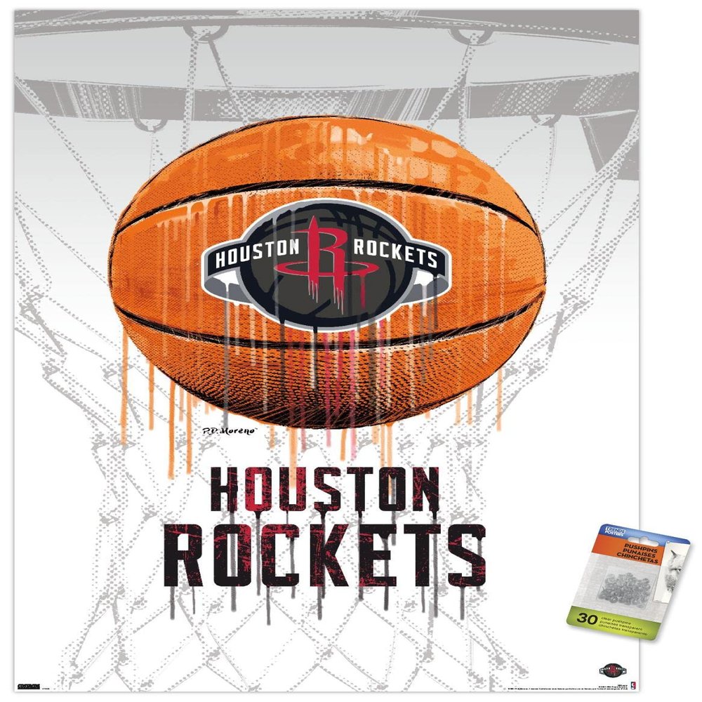 Trends International NBA Houston Rockets - Drip Basketball 21 Wall Poster with Pushpins