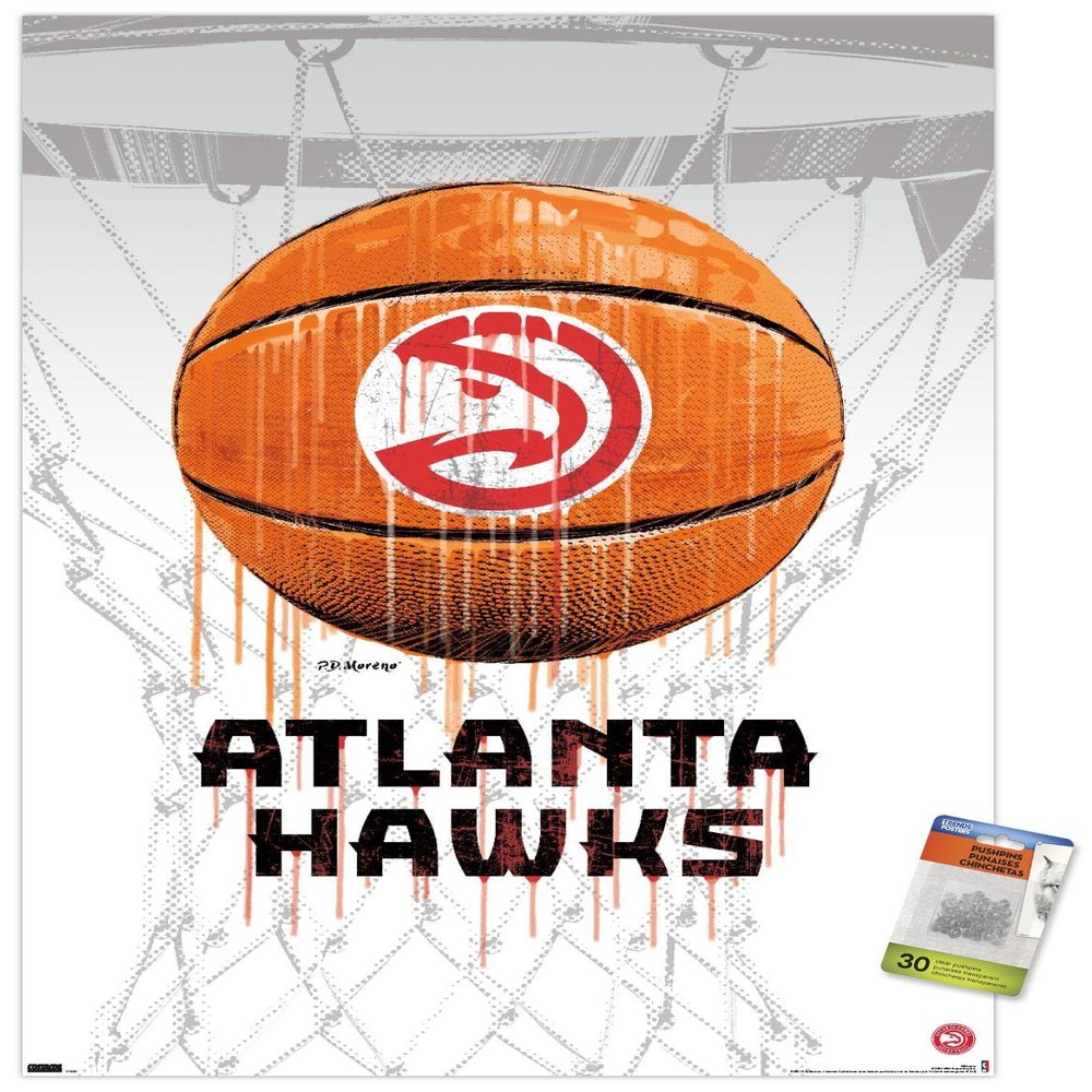 NBA Atlanta Hawks - Drip Basketball 21 Wall Poster with Pushpins