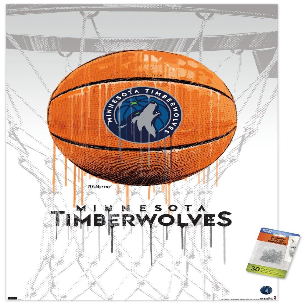 Trends International NBA Minnesota Timberwolves - Drip Basketball 21 Wall Poster with Pushpins