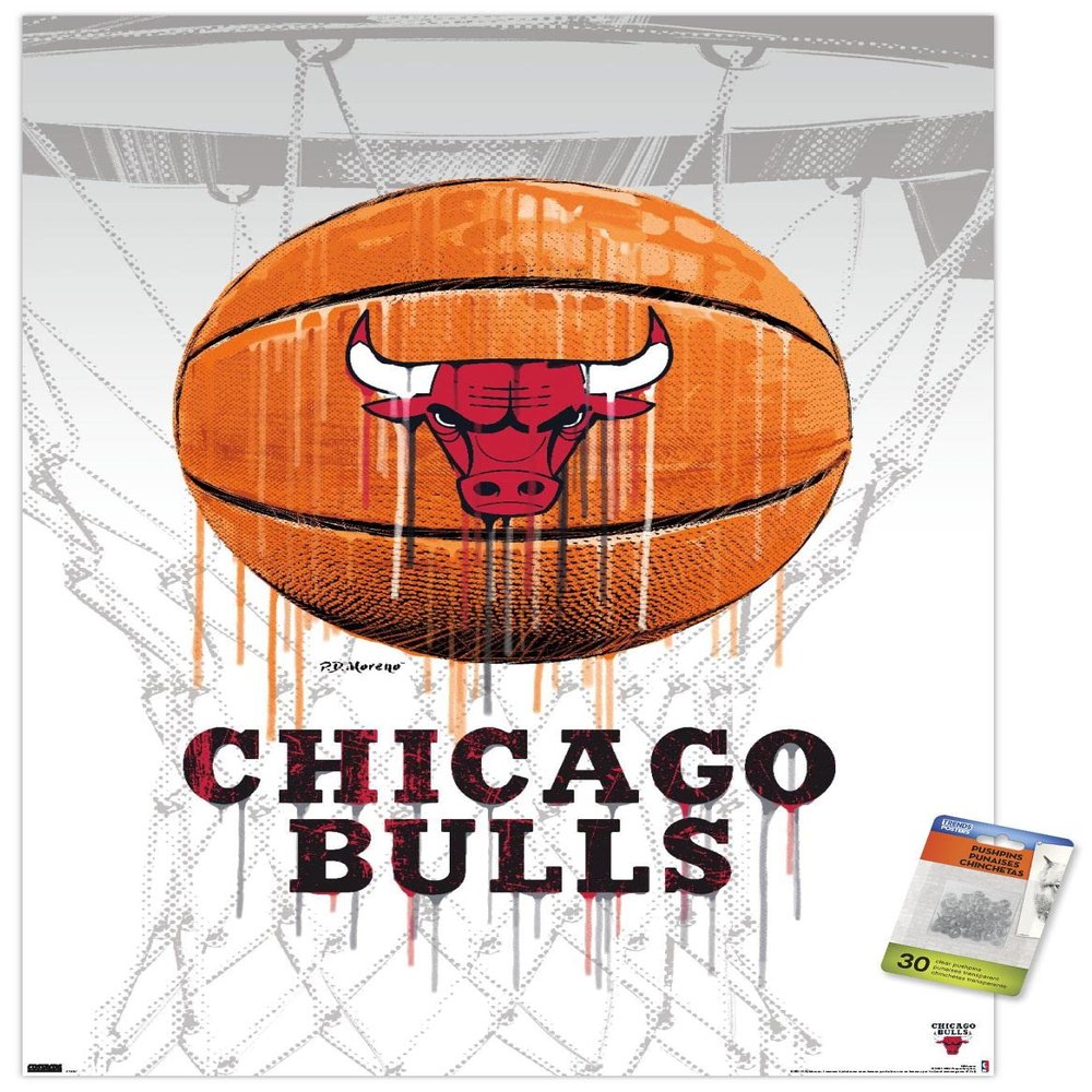 NBA Chicago Bulls - Drip Basketball 21 Wall Poster with Pushpins