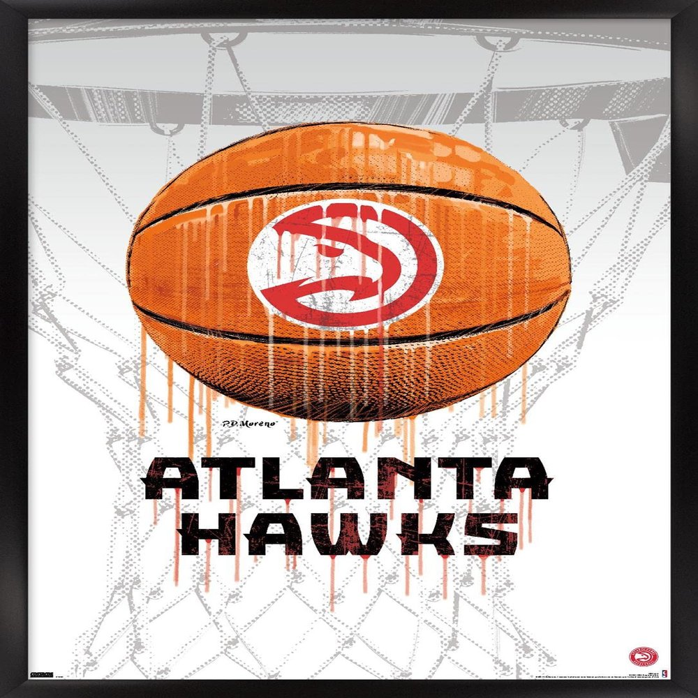 Trends International NBA Atlanta Hawks - Drip Basketball 21 Wall Poster, 22.375" x 34", Black Framed Version