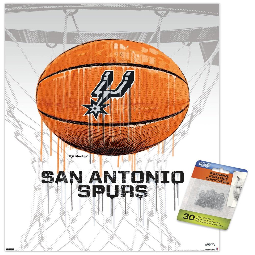 Trends International NBA San Antonio Spurs - Drip Basketball 21 Wall Poster with Push Pins