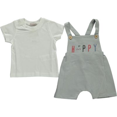 Baby Boy 2-Piece Hello Joyful Apple Tee and Romper Set, 100% Cotton Clothing Set for Baby Boys and Toddlers (Grey, 6-9 Months)