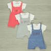 Baby Boy 2-Piece Hello Joyful Apple Tee and Romper Set, 100% Cotton Clothing Set for Baby Boys and Toddlers (Grey, 6-9 Months) view 2