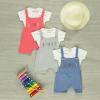 Baby Boy 2-Piece Hello Joyful Apple Tee and Romper Set, 100% Cotton Clothing Set for Baby Boys and Toddlers (Grey, 6-9 Months) view 3