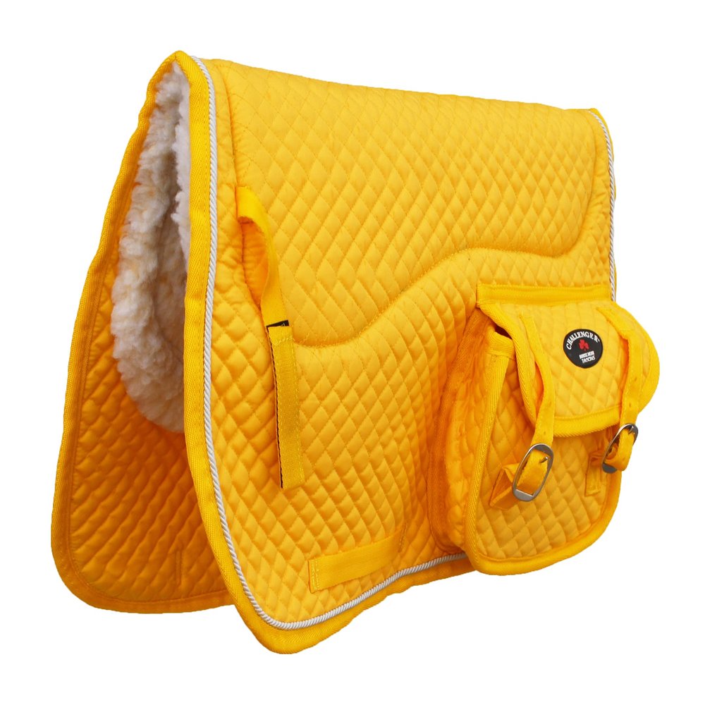 CHALLENGER Horse 23"x18" English Quilted Fur Padded All-Purpose Saddle Pad Yellow 7260YL
