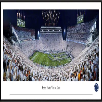 Penn State Football, Run Out (2021 White Out) - 40.25x13.75-inch Standard Framed Print by Blakeway Panoramas