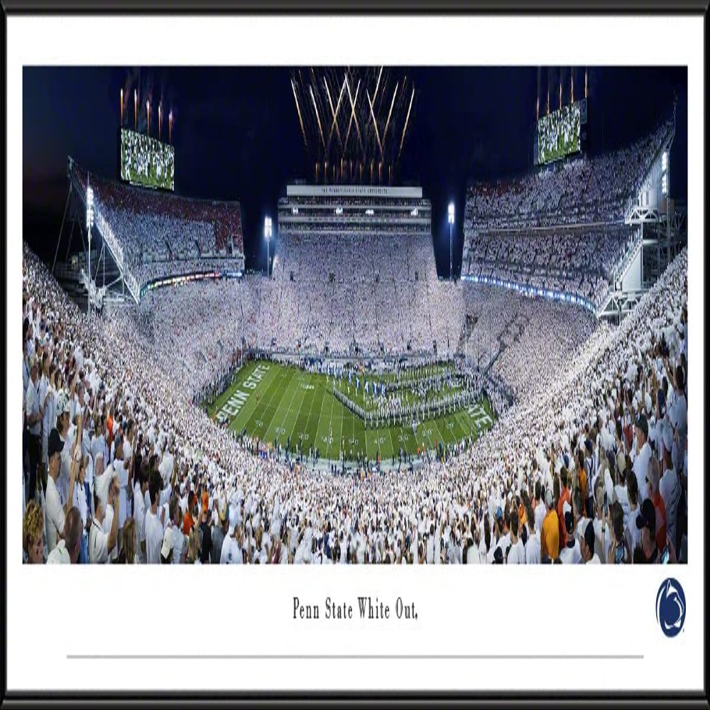 Penn State Football, Run Out (2021 White Out) - 40.25x13.75-inch Standard Framed Print by Blakeway Panoramas