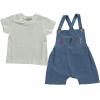 Baby Boy 2-Piece Hello Joyful Apple Tee and Romper Set, 100% Cotton Clothing Set for Baby Boys and Toddlers (Blue, 6-9 Months) view 1