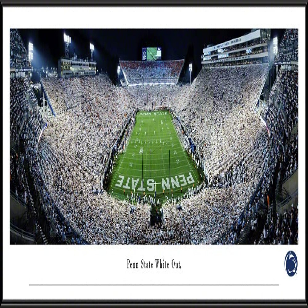 Penn State Football, End Zone (2021 White Out) - 40.25x13.75-inch Standard Framed Print by Blakeway Panoramas
