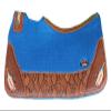 CHALLENGER Horse 32" x 30" Western Contoured Wool Felt Therapeutic Saddle Pad Blue 39216RB view 3