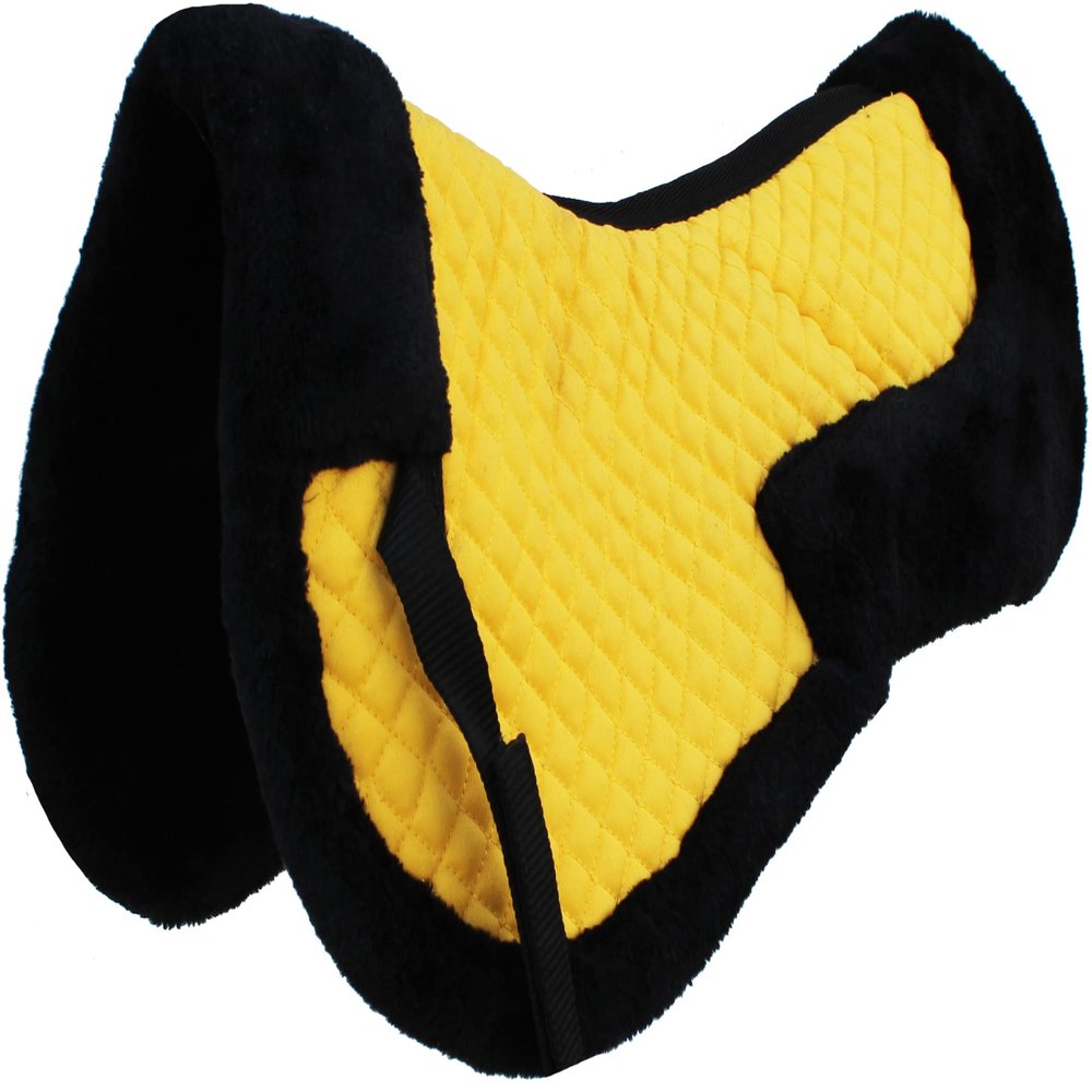 CHALLENGER 23" x 22" Yellow Horse English Saddle Contoured Quilted Fleece Lined Half Pad 72130YL