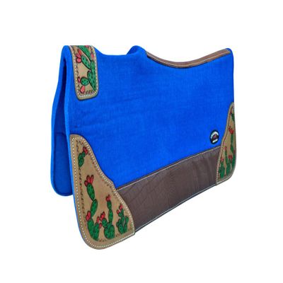 CHALLENGER Horse 32" x 30" Western Contoured Wool Felt Therapeutic Saddle Pad Blue 39218RB