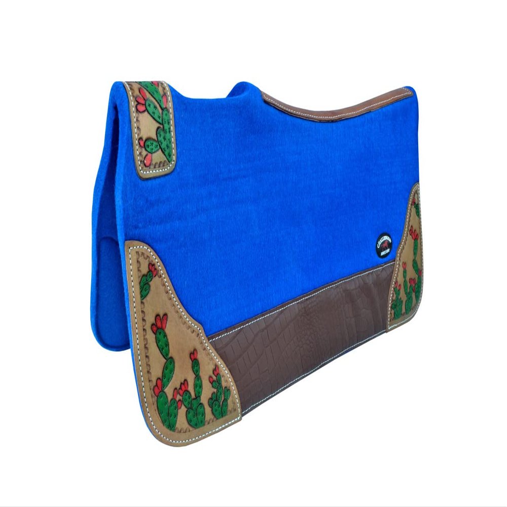 CHALLENGER Horse 32" x 30" Western Contoured Wool Felt Therapeutic Saddle Pad Blue 39218RB