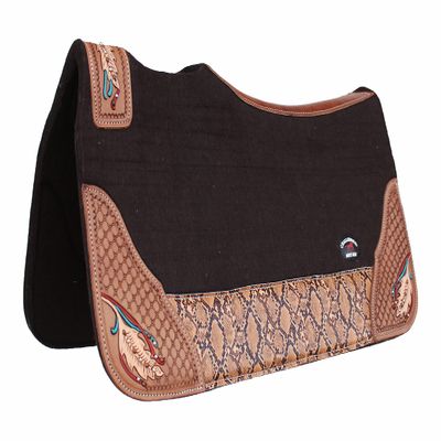 CHALLENGER Horse 32" x 30" Western Contoured Wool Felt Therapeutic Saddle Pad Brown 39216BR