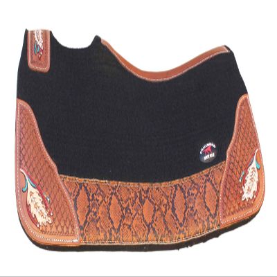 CHALLENGER Horse 32" x 30" Western Contoured Wool Felt Therapeutic Saddle Pad Black 39216BK