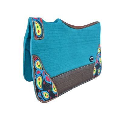 CHALLENGER Horse 32" x 30" Western Contoured Wool Felt Therapeutic Saddle Pad Teal 39219TL