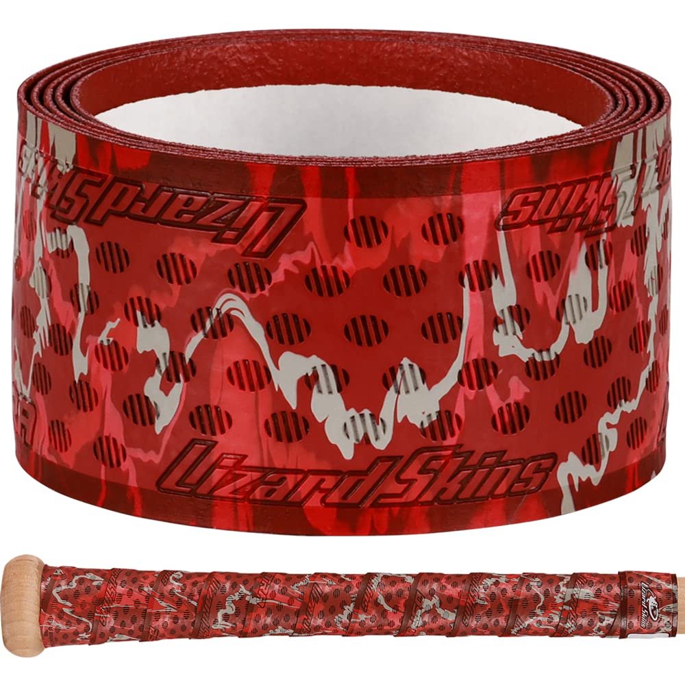 Lizard Skins DSP Ultra 0.5mm Bat Grip Next-Gen Durasoft Polymer Baseball & Softball Bat Tape (Scarlet Camo)