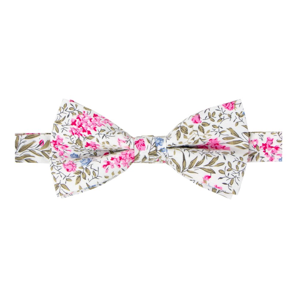 Spring Notion Men's Cotton Floral Print Pre-tied Bow Tie for Wedding Summer Party Dressy and Casual, 64-Blue Pink