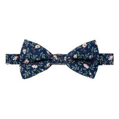 Spring Notion Men's Cotton Floral Print Pre-tied Bow Tie for Wedding Summer Party Dressy and Casual, 57-Navy