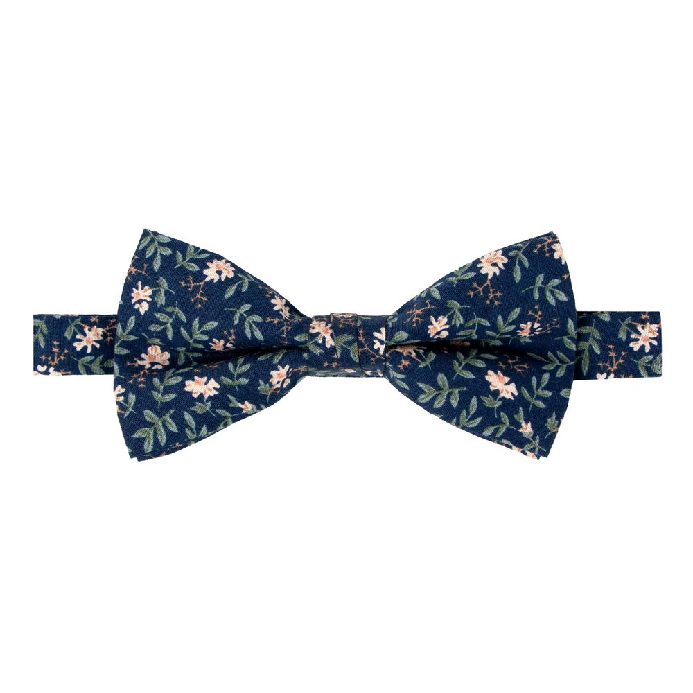 Spring Notion Men's Cotton Floral Print Pre-tied Bow Tie for Wedding Summer Party Dressy and Casual, 57-Navy