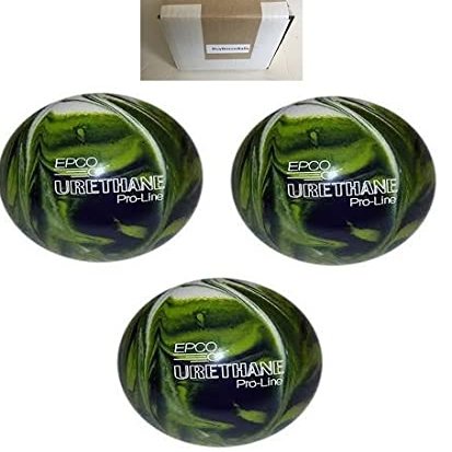 BuyBocceBalls - EPCO Duckpin Bowling Balls - - (5 inch- 3lbs. 12 oz.) Pack of 3 - Urethane - Lime Green, White & Navy - Made in USA