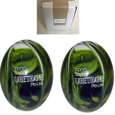 BuyBocceBalls - EPCO Duckpin Bowling Balls - - (5 inch- 3lbs. 12 oz.) Pack of 2 - Urethane - Lime Green, White & Navy - Made in USA
