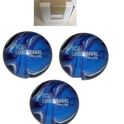 BuyBocceBalls - EPCO Duckpin Bowling Balls - - (5 inch- 3lbs. 10 oz.) Pack of 3 - Urethane - Purple, Blue & Mint - Made in USA