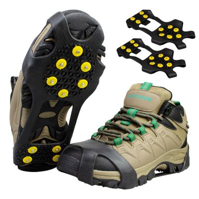 Ice Cleats Snow Crampons for Shoes and Boots 10 Studs Crampons Ice Grips Anit Slip Silicone Rubber Walk Traction Ice Cleats Slip-on Stretch Footwear Walking on Snow and Ice S/M/L/XL (Small)
