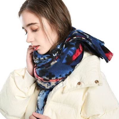 Aksod Soft Pashmina Shawl Blue Cozy Cashmere Wraps Oversized Blanket Scarf Warm Wide Winter Stole Wedding Party Festival Christmas Gift for Women and Girls (Blue)