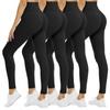 4 Pack Leggings for Women - High Waisted Tummy Control Soft No See-Through Black Yoga Pants for Athletic Workout view 1