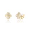 YOQUCOL Four-leaf Clover Shape Simulated Pearl Golden Clip On Stud Earrings Non Pierced Ear Earrings for Women view 1
