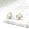 YOQUCOL Four-leaf Clover Shape Simulated Pearl Golden Clip On Stud Earrings Non Pierced Ear Earrings for Women view 2