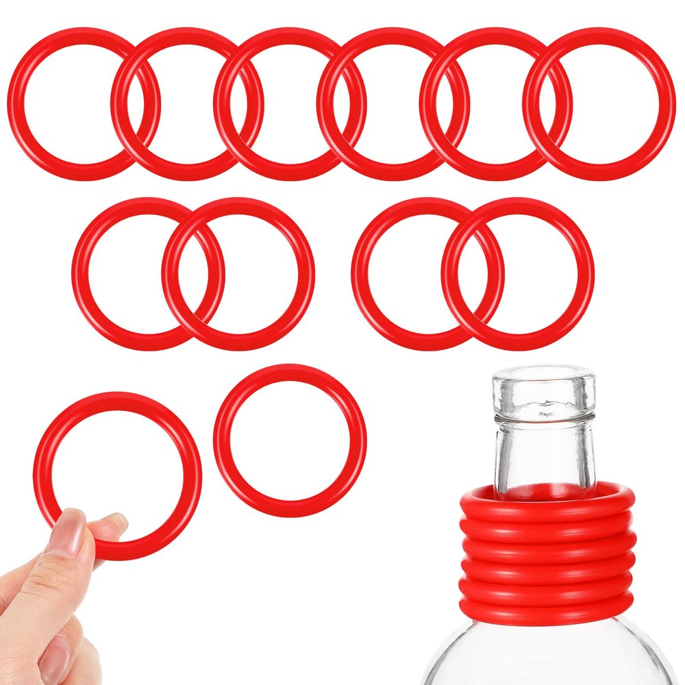 12 Pieces Ring Toss Rings for Bottles Red Plastic Bottle Carnival Games Wine Toss Hoop Small Fun Target Toys for Backyard Outdoor Parties, 2 Inch