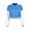 qfmqkpi Women Classic Loose Bomber Jacket Button up Lightweight Sweatshirt Coat Clubwear Blue M view 2
